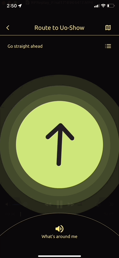 Sound beacon navigation animation
